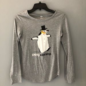 Grey Old Navy Pengwinning Kids Long Sleeve T-Shirt